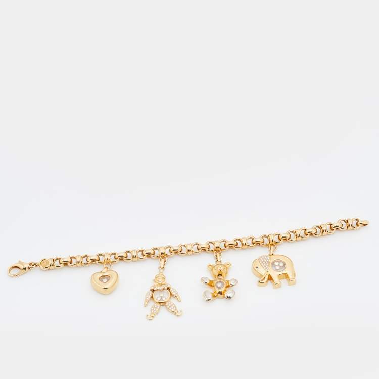 Pre Owned Chopard Happy Diamonds Sapphire 4-Charm 18k Yellow Gold Bracelet