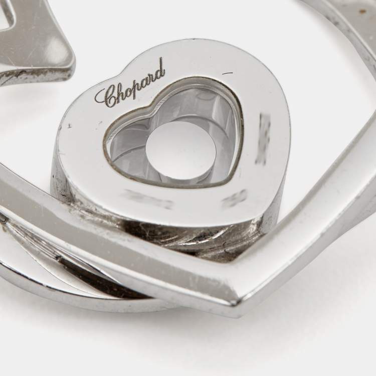 Pre Owned Chopard Happy Diamond Double Heart Diamond 18k White Gold Pendant