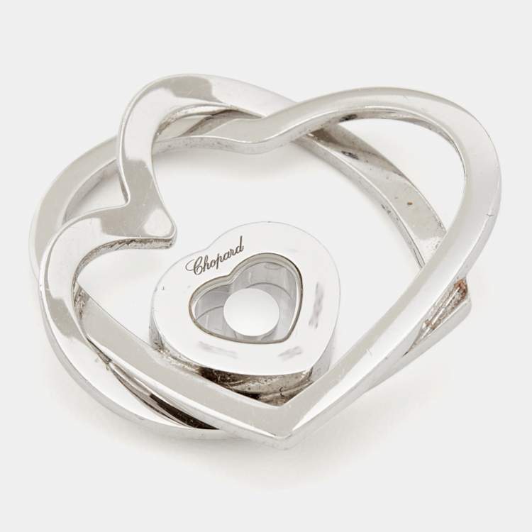 Pre Owned Chopard Happy Diamond Double Heart Diamond 18k White Gold Pendant