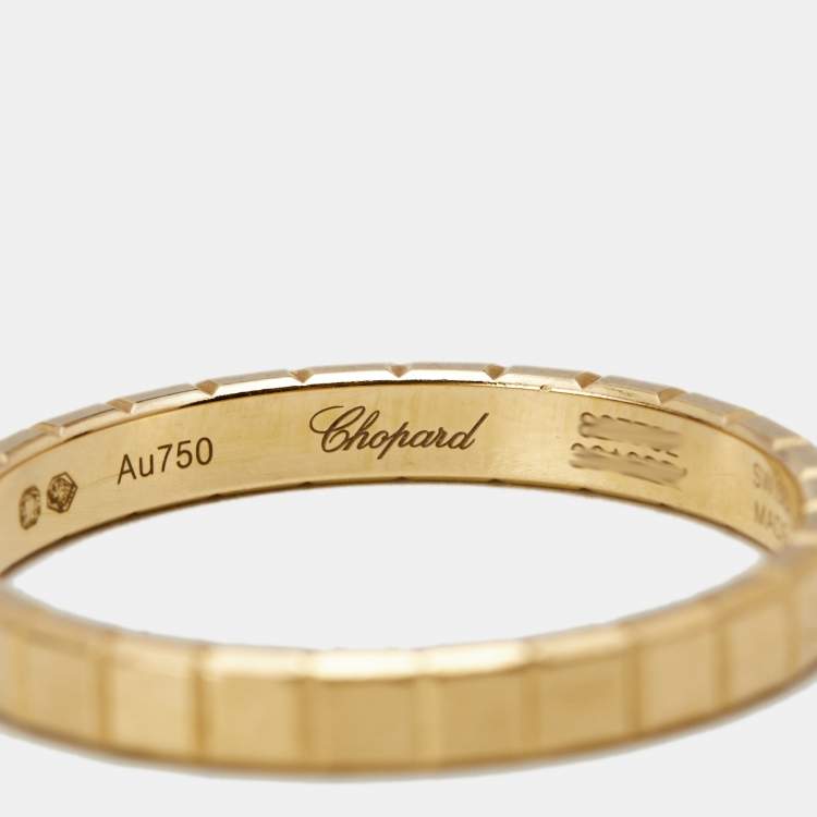 Pre Owned Chopard Ice Cube 18k Yellow Gold Band Ring Size 54