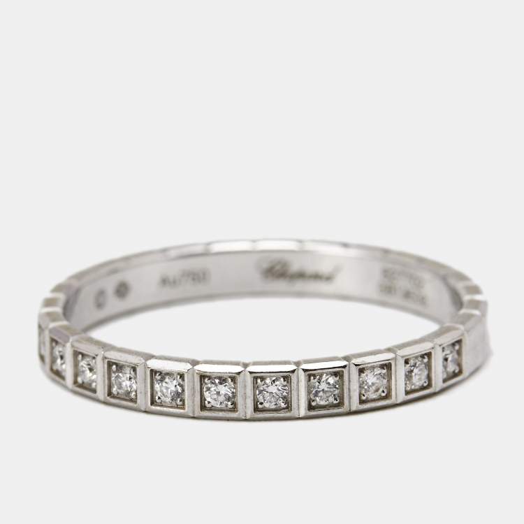 Pre Owned Chopard Ice Cube Diamonds 18k White Gold Band Ring Size 54