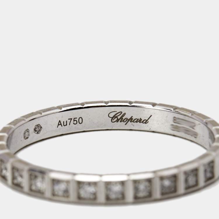 Pre Owned Chopard Ice Cube Diamonds 18k White Gold Band Ring Size 54