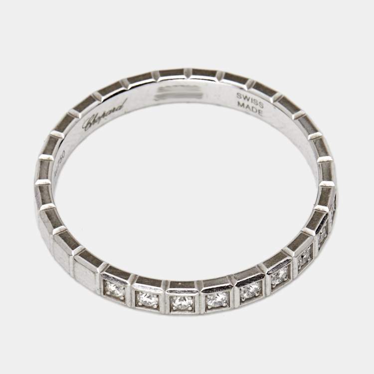 Pre Owned Chopard Ice Cube Diamonds 18k White Gold Band Ring Size 54