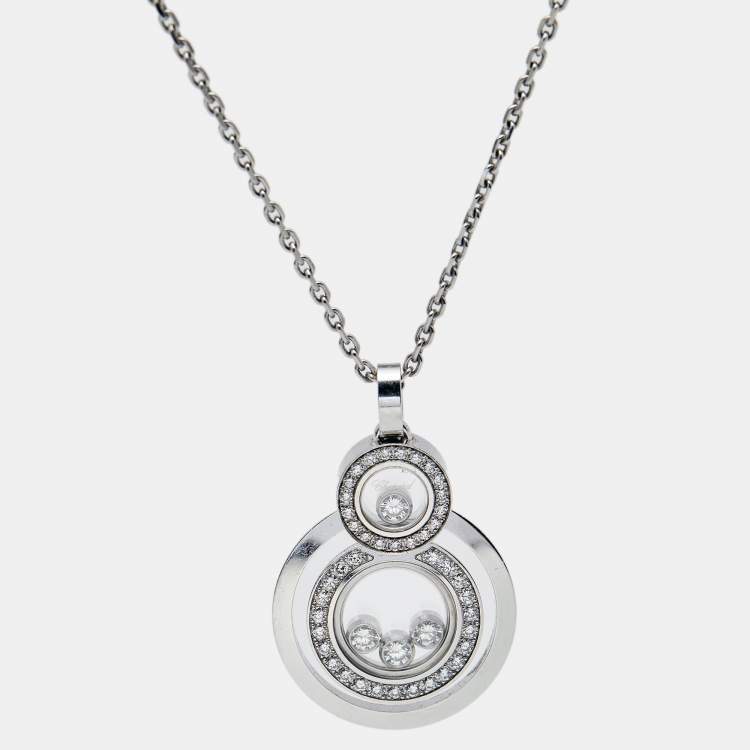 Pre Owned Chopard Happy Diamonds 18k White Gold Pendant Necklace