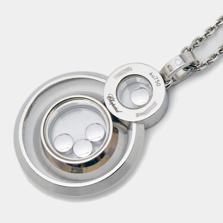 Pre Owned Chopard Happy Diamonds 18k White Gold Pendant Necklace