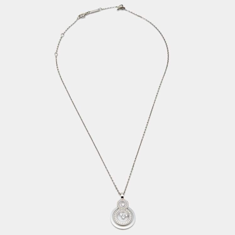 Pre Owned Chopard Happy Diamonds 18k White Gold Pendant Necklace