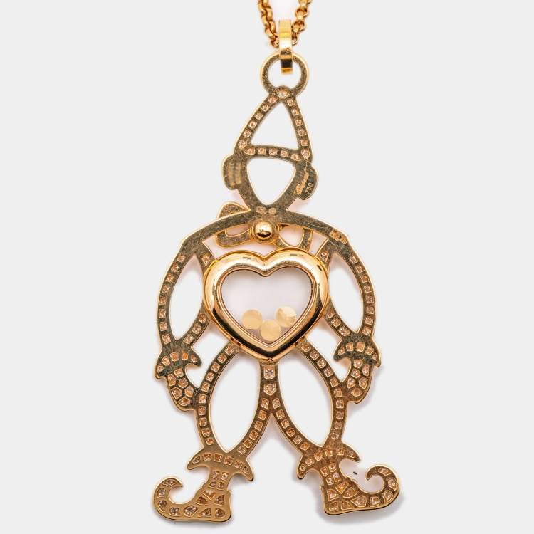 Pre Owned Chopard Happy Diamonds Clown 18k Rose Gold Pendant Necklace