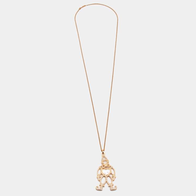 Pre Owned Chopard Happy Diamonds Clown 18k Rose Gold Pendant Necklace