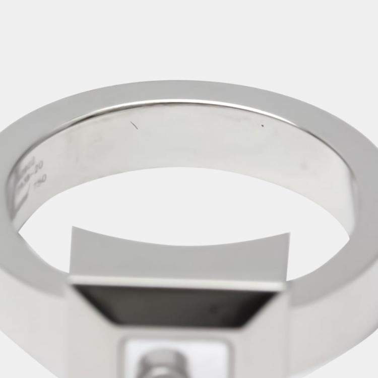 Pre Owned Chopard Happy Diamonds Icon 18K White Gold Diamond Ring EU 52