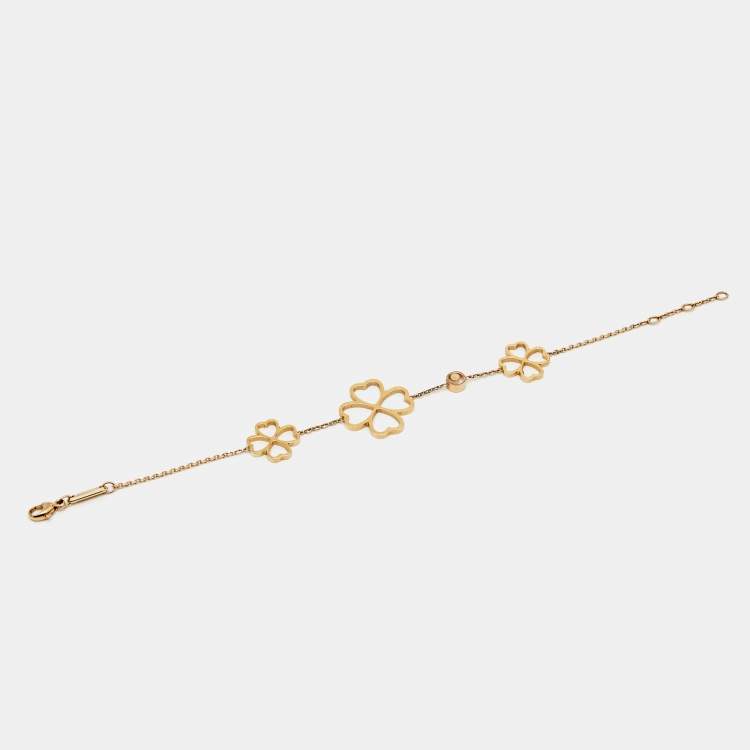 Pre Owned Chopard Happy Diamond Clover 18k Rose Gold Station Bracelet