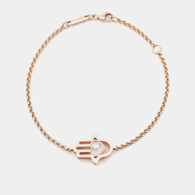 مملوكة مسبقًا Chopard Happy Diamond Hamsa Hand 18k Rose Gold Bracelet