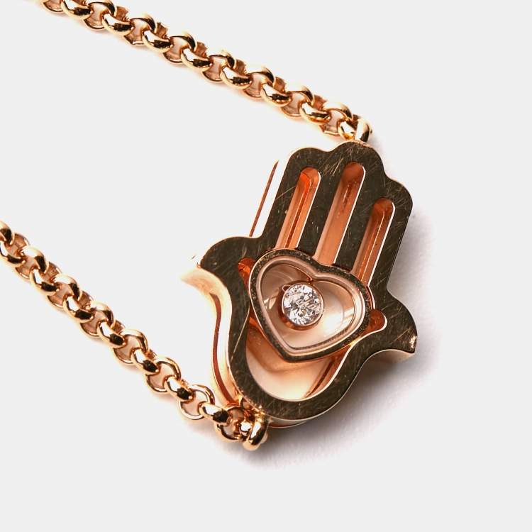 مملوكة مسبقًا Chopard Happy Diamond Hamsa Hand 18k Rose Gold Bracelet