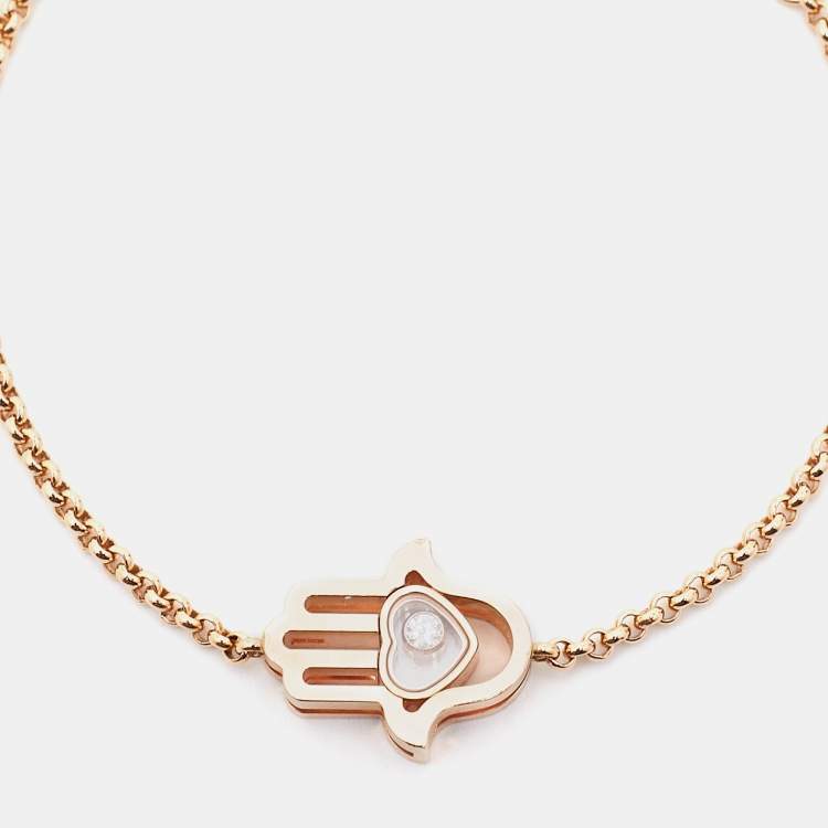 مملوكة مسبقًا Chopard Happy Diamond Hamsa Hand 18k Rose Gold Bracelet