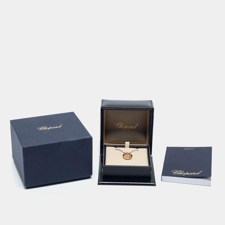 Pre Owned Chopard Happy Diamonds with Floating Arabic Letter 18k Rose Gold Pendant Necklace