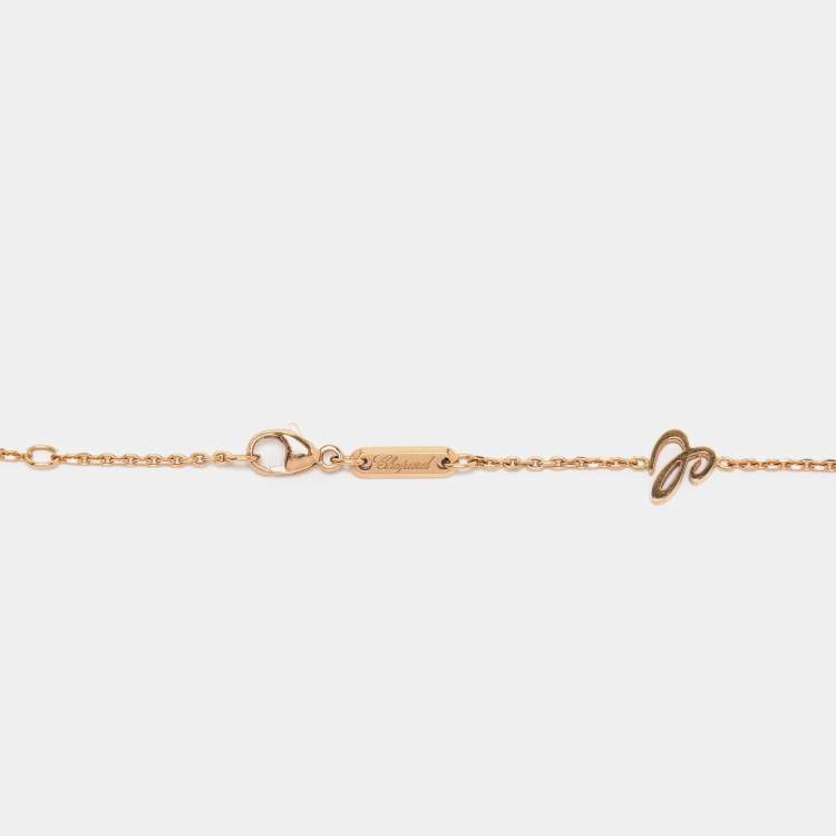 Pre Owned Chopard Happy Diamonds with Floating Arabic Letter 18k Rose Gold Pendant Necklace