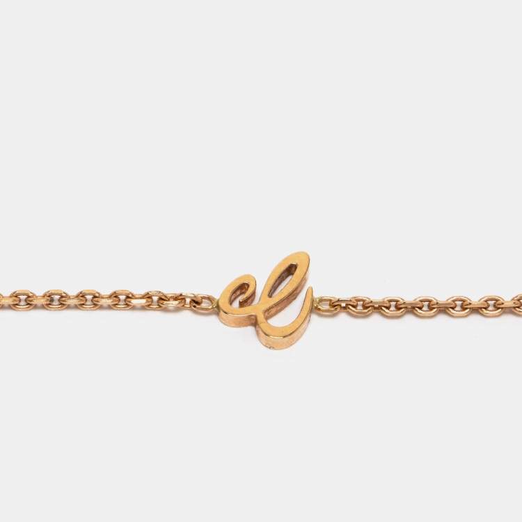 Pre Owned Chopard Happy Diamonds with Floating Arabic Letter 18k Rose Gold Pendant Necklace