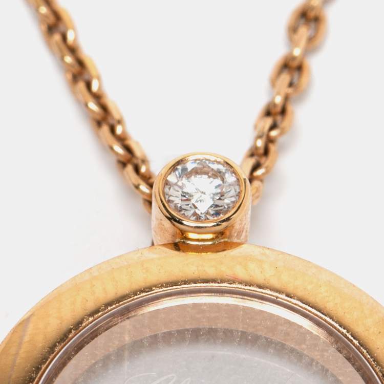 Pre Owned Chopard Happy Diamonds with Floating Arabic Letter 18k Rose Gold Pendant Necklace