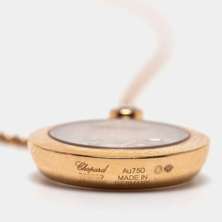 Pre Owned Chopard Happy Diamonds with Floating Arabic Letter 18k Rose Gold Pendant Necklace
