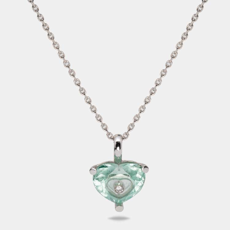 Pre Owned Chopard Happy Diamond Crystal Diamond 18k White Gold Pendant