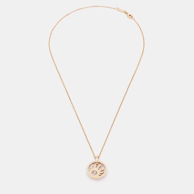 Pre Owned Chopard Happy Sun Diamond 18k Rose Gold Pendant Necklace
