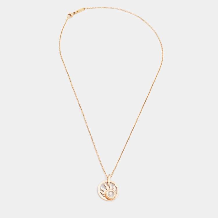 Pre Owned Chopard Happy Sun Diamond 18k Rose Gold Pendant Necklace