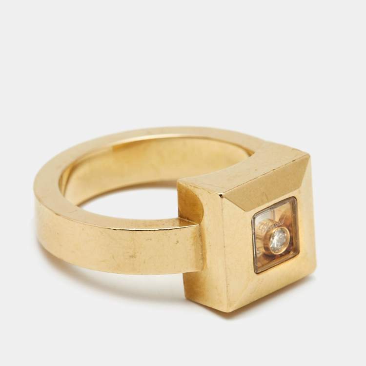 Pre Owned Chopard Happy Diamonds 18k Yellow Gold Ring Size 51