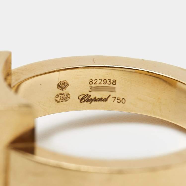 Pre Owned Chopard Happy Diamonds 18k Yellow Gold Ring Size 51