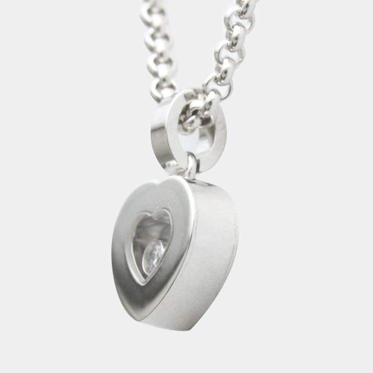 Pre Owned Chopard Happy Diamonds Heart 18K White Gold Diamond Necklace