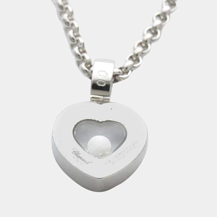 Pre Owned Chopard Happy Diamonds Heart 18K White Gold Diamond Necklace
