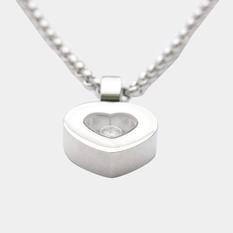 Pre Owned Chopard Happy Diamonds Heart 18K White Gold Diamond Necklace