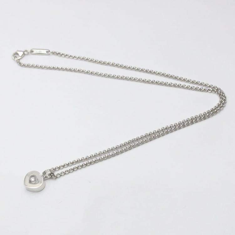 Pre Owned Chopard Happy Diamonds Heart 18K White Gold Diamond Necklace