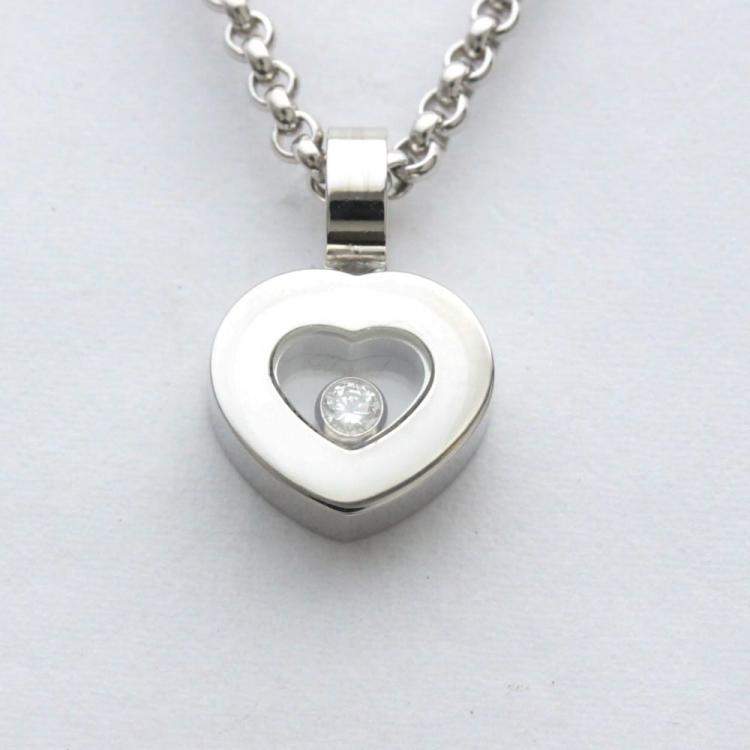 Pre Owned Chopard Happy Diamonds Heart 18K White Gold Diamond Necklace
