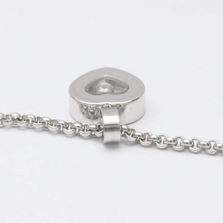 Pre Owned Chopard Happy Diamonds Heart 18K White Gold Diamond Necklace