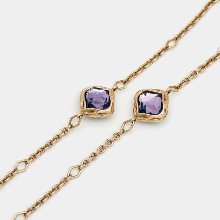 Pre Owned Chopard Imperiale Amethyst Diamonds 18k Rose Gold Long Necklace