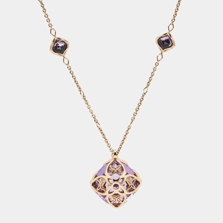 Pre Owned Chopard Imperiale Amethyst Diamonds 18k Rose Gold Long Necklace