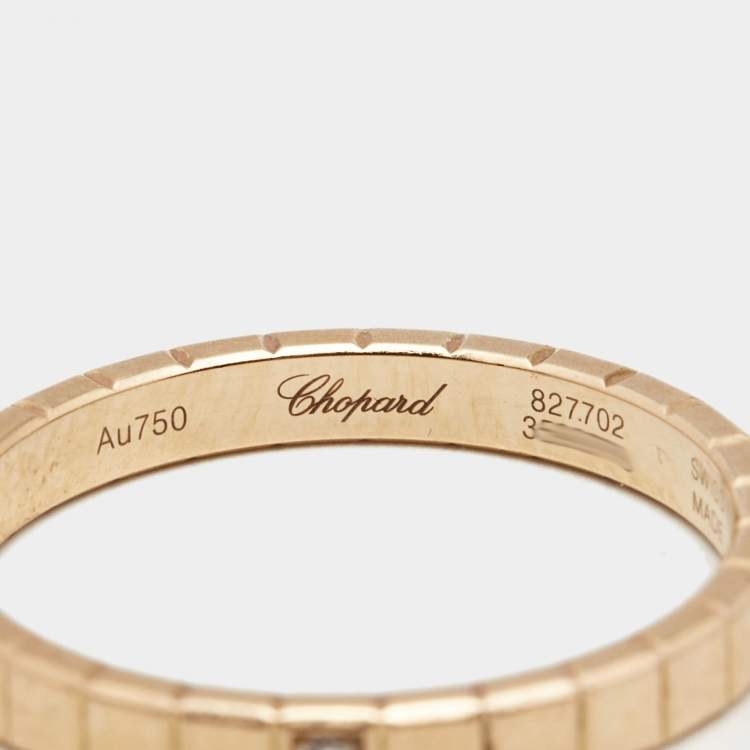 Pre Owned Chopard Ice Cube Diamond 18k Rose Gold Band Ring Size 53