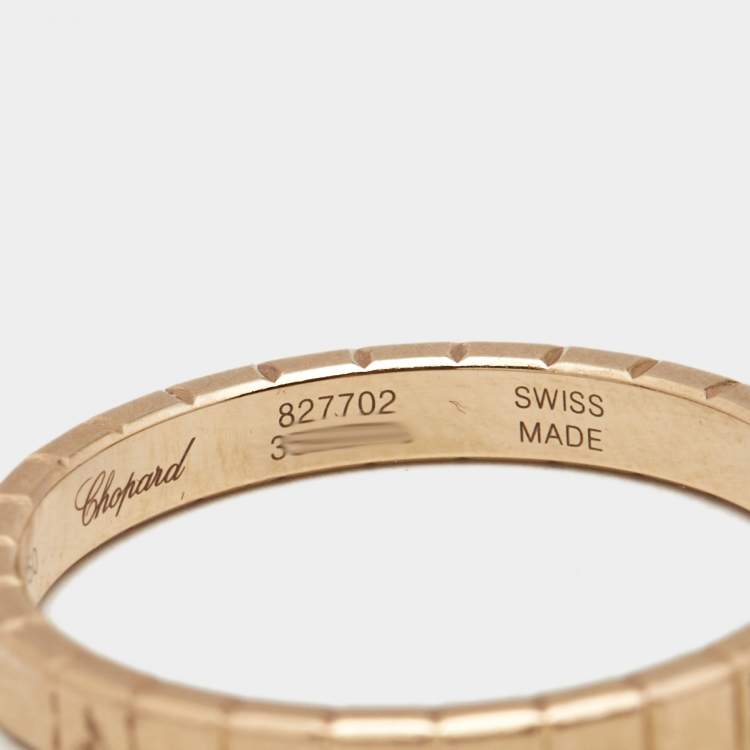 Pre Owned Chopard Ice Cube Diamond 18k Rose Gold Band Ring Size 53