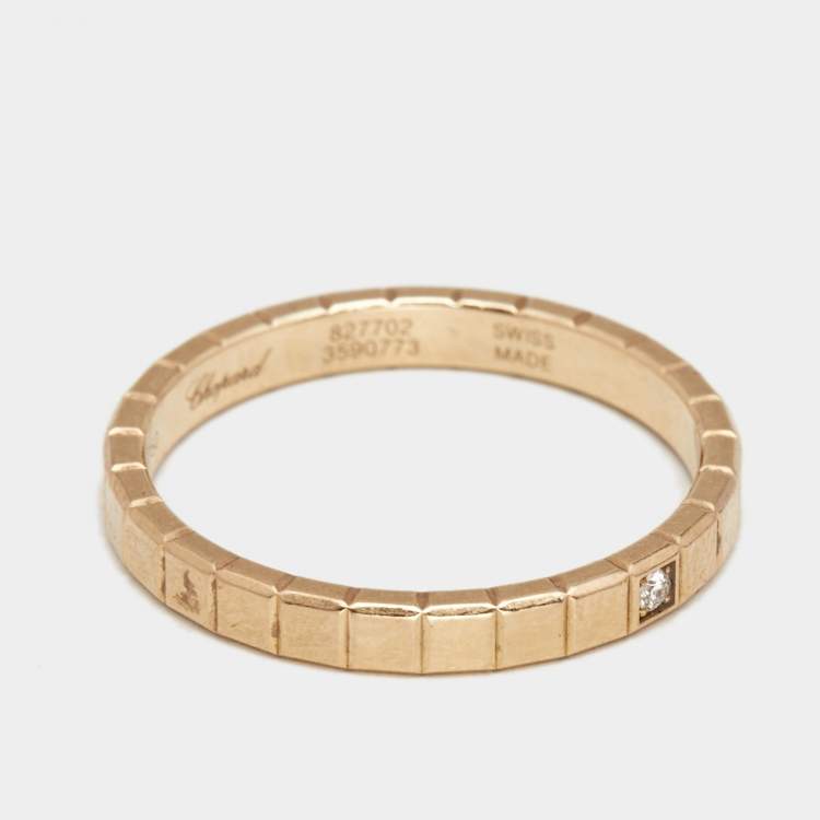 Pre Owned Chopard Ice Cube Diamond 18k Rose Gold Band Ring Size 53