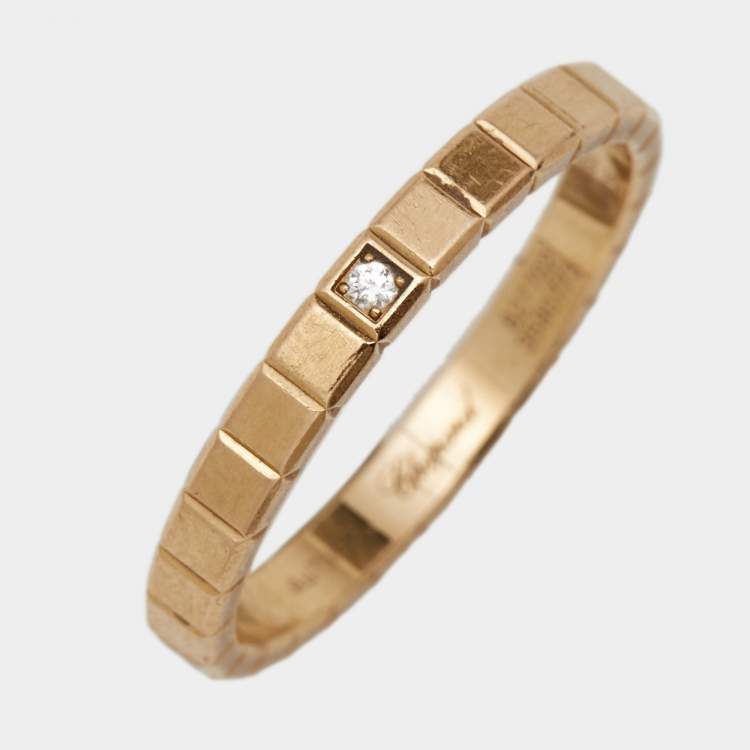 Pre Owned Chopard Ice Cube Diamond 18k Rose Gold Band Ring Size 53