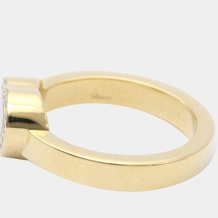 Pre Owned Chopard 18K Yellow Gold and Diamond Happy Hearts Ring
