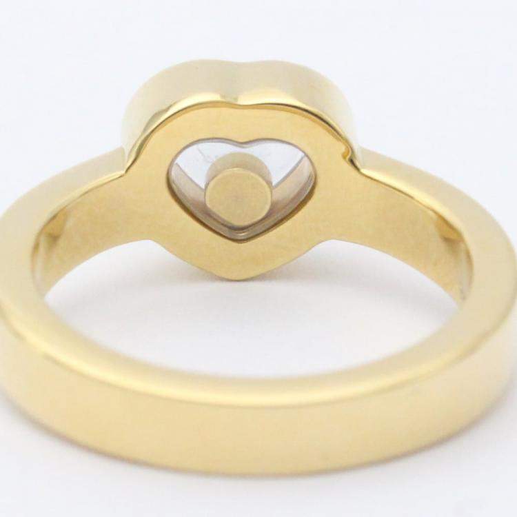 Pre Owned Chopard 18K Yellow Gold and Diamond Happy Hearts Ring