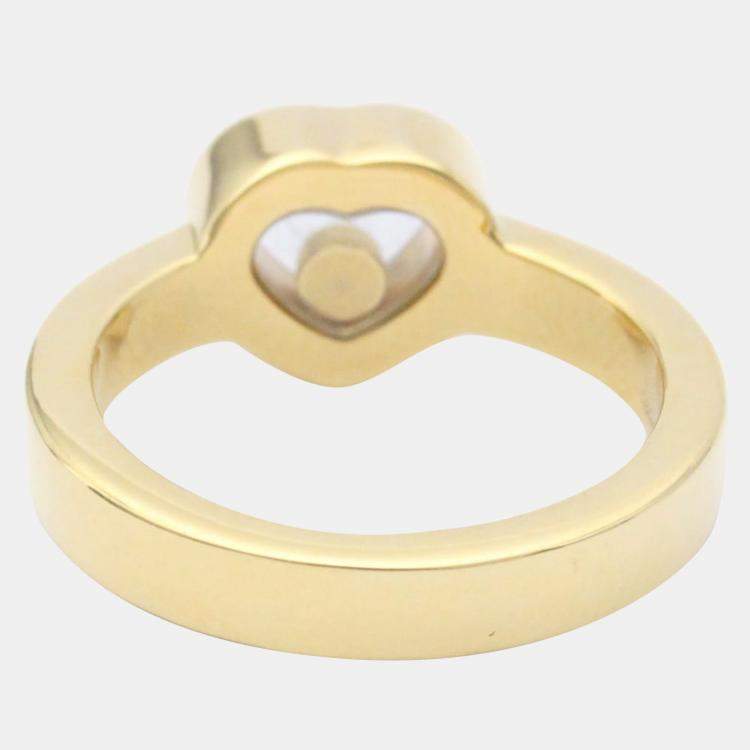 Pre Owned Chopard 18K Yellow Gold and Diamond Happy Hearts Ring