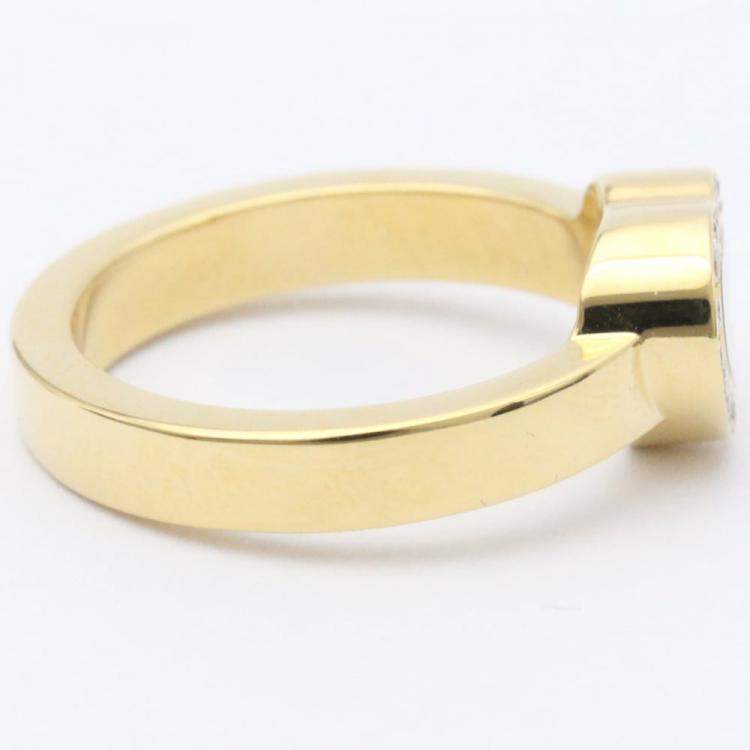 Pre Owned Chopard 18K Yellow Gold and Diamond Happy Hearts Ring