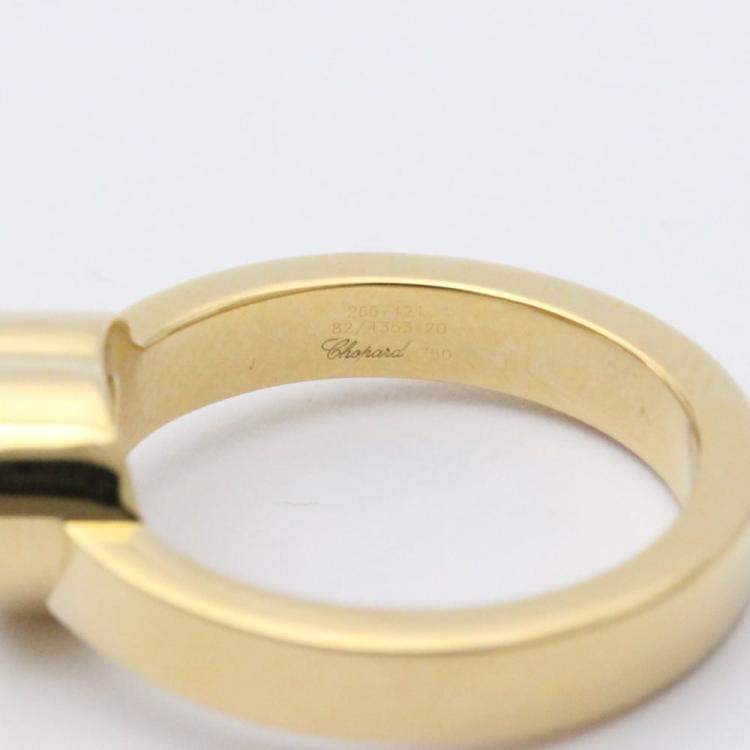 Pre Owned Chopard 18K Yellow Gold and Diamond Happy Hearts Ring