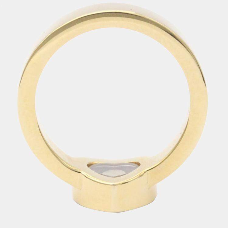 Pre Owned Chopard 18K Yellow Gold and Diamond Happy Hearts Ring