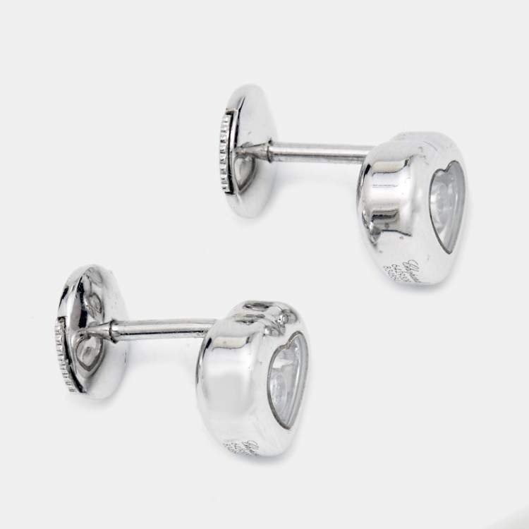 Pre Owned Chopard Happy Diamonds 18k White Gold Diamond Stud Earrings