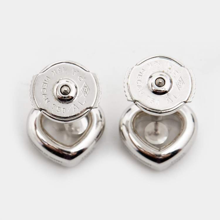 Pre Owned Chopard Happy Diamonds 18k White Gold Diamond Stud Earrings