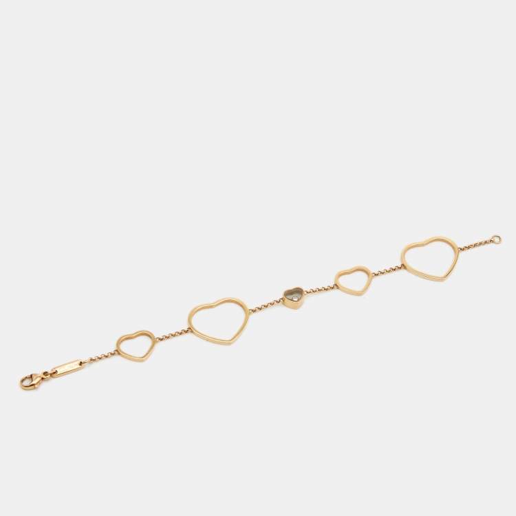 Pre Owned Chopard Happy Hearts Diamond 18k Rose Gold Bracelet