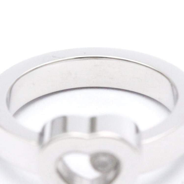 Pre Owned Chopard Happy Hearts 18K White Gold Diamond Ring EU 49