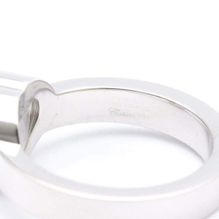 Pre Owned Chopard Happy Hearts 18K White Gold Diamond Ring EU 49